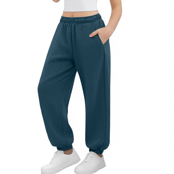 NAISIBABY Boys Girls Sweatpants, Drawstring with Pockets Tapered Leg Loose Casual Jogger Pants Light Blue Size 11T