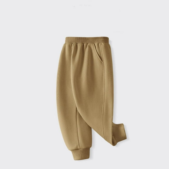 NAISIBABY Boys Girls Sweatpants, Elastic Waist Solid Color Active Fit Kids Basic Casual Pants Khaki 4-5T