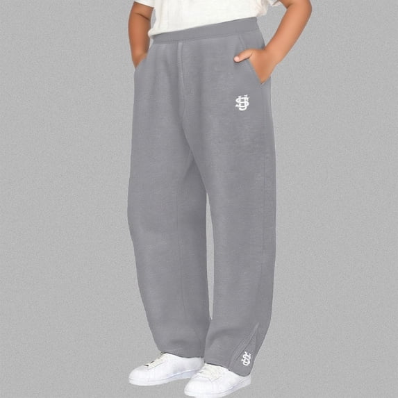 NAISIBABY Boys Girls Sweatpants, Elastic Waist with Pockets Straight Leg Kids Causal Athletic Pants Dark Gray 4T