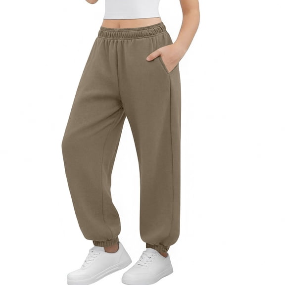 NAISIBABY Boys Girls Sweatpants, Tapered Leg with Pockets Drawstring Loose Casual Jogger Pants Khaki Size 9T