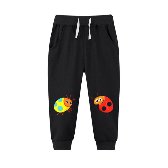 NAISIBABY Boys Girls Sweatpants, with Pockets Drawstring Fashion Graphic Loose Casual Jogger Pants Black 5T