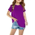 thumbnail image 1 of NAISIBABY Boys Girls T-Shirt, Round Neck Solid Color Short Sleeve Kids Summer Crop Top Purple 4T, 1 of 5