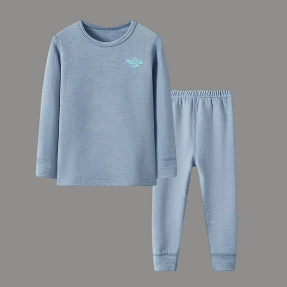 NAISIBABY Boys Girls Thermal Underwear Set, Long Sleeve Tops and Johns Winter Fleece Pajama Sets 2-Piece Blue 2T