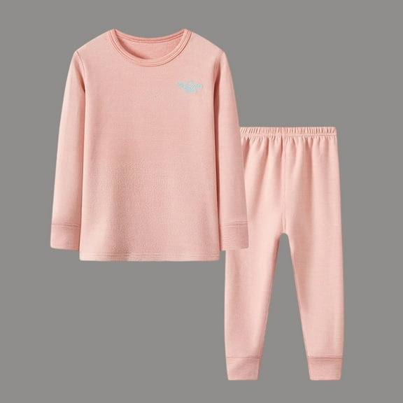 NAISIBABY Boys Girls Thermal Underwear Set, Long Sleeve Tops and Johns Winter Fleece Pajama Sets 2-Piece Pink 2T
