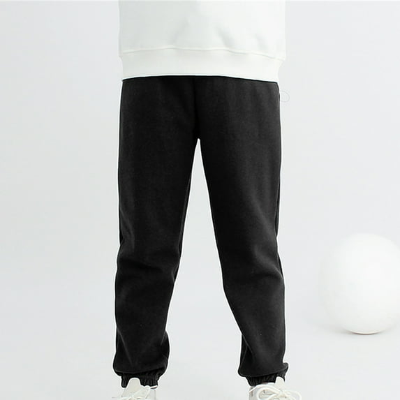 NAISIBABY Boys Girls Thickened Sweatpants, Casual Candy Color Elastic Waist Sports Pants Black 6T