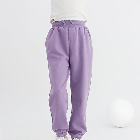 NAISIBABY Boys Girls Thickened Sweatpants, Elastic Waist Casual Candy Color Sports Pants Purple 8T
