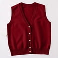 thumbnail image 1 of NAISIBABY Boys Girls Uniform Cardigan, V-neck Buttons Sleeveless Knitted Vest Tops Wine 14-15T, 1 of 1