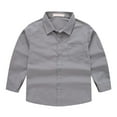thumbnail image 1 of NAISIBABY Boys Girls Uniform Shirt, Lapel Button Long Sleeve Solid Color Kids Top Jacket Gray 11-12T, 1 of 9