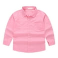 thumbnail image 1 of NAISIBABY Boys Girls Uniform Shirt, Solid Color Long Sleeve Lapel Button Kids Top Jacket Pink 7-8T, 1 of 9