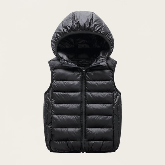 NAISIBABY Boys Girls Vest Jacket, Hooded Zipper Windproof with Pockets Thermal Fashion Outerwear Coat Black 9T