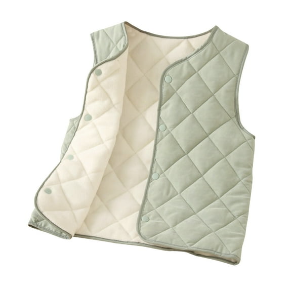 NAISIBABY Boys Girls Vest Jacket, Solid Color Crew Neck Padded Cotton Casual Warm Coat for Kids Green 4-5T