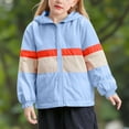 thumbnail image 1 of NAISIBABY Boys Girls Windbreaker Jacket 7-8T, Color Block Zip-Up Lightweight Fashion Hooded Waterproof Coat Light Blue(2-10T), 1 of 9