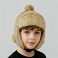 thumbnail image 1 of NAISIBABY Boys Girls Winter Beanie with Pom, Windproof Thicken Warm Earflap Fleece-lined Ski Cap Khaki 3-10T, 1 of 6