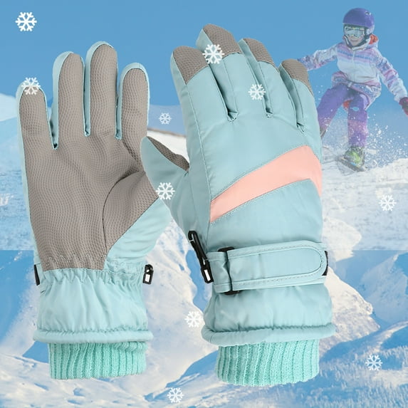 NAISIBABY Boys Girls Winter Gloves, Keep Warm Waterproof Kids Snow Ski Outdoor Sports Gloves Blue Free Size