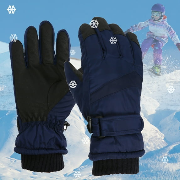 NAISIBABY Boys Girls Winter Gloves, Keep Warm Waterproof Kids Snow Ski Outdoor Sports Gloves Navy Free Size