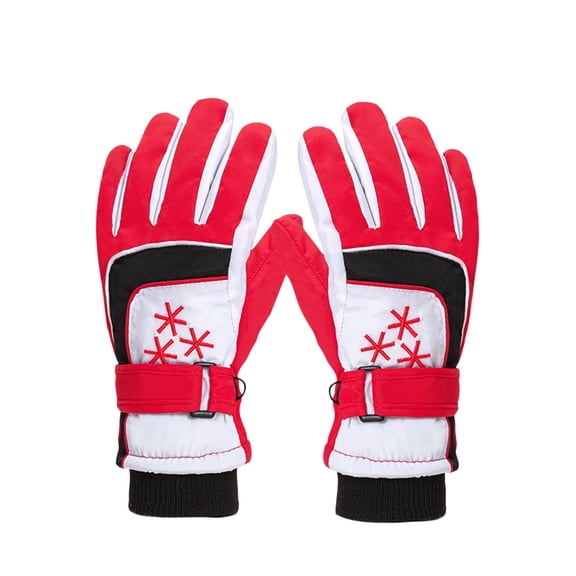 NAISIBABY Boys Girls Winter Gloves, Thickened Color Block Waterproof Windproof Kids Snow Ski Outdoor Sports Gloves Red Free Size