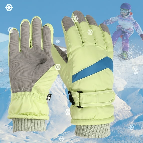 NAISIBABY Boys Girls Winter Gloves, Waterproof Keep Warm Kids Snow Ski Outdoor Sports Gloves Green Free Size