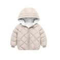 thumbnail image 1 of NAISIBABY Boys Girls Winter Jacket, Solid Color Long Sleeve Thickening Casual Hooded Coats Beige 4-5T, 1 of 8
