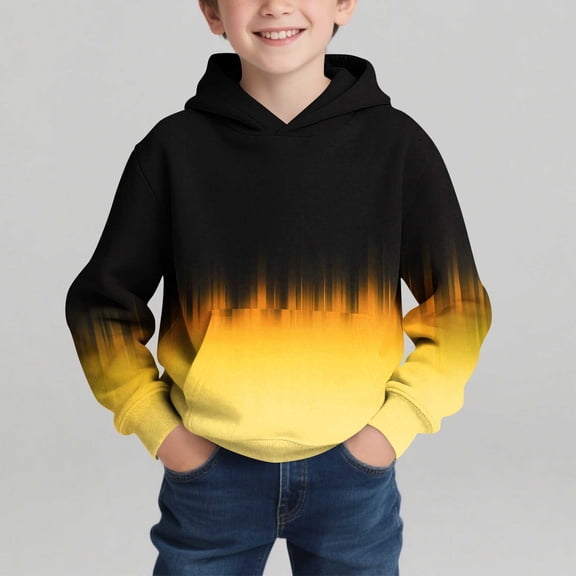 NAISIBABY Boys Graphic Hoodies, Long Sleeve Pullover Fashion Kids Casual Hooded Sweatshirt Yellow 7T