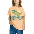 thumbnail image 1 of NAISIBABY Boys Graphic T-Shirt, Round Neck Short Sleeve Dinosaur Prints Casual Pullover Top Orange 9-10T, 1 of 4
