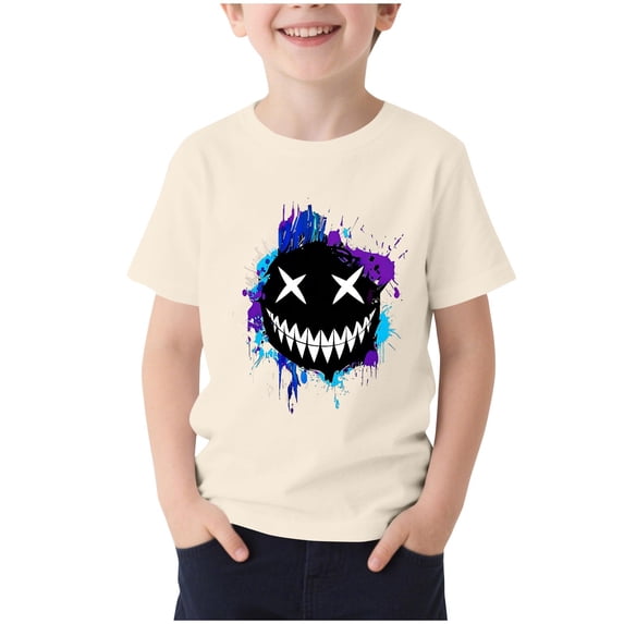 NAISIBABY Boys Graphic T-Shirt, Short Sleeve 2026 Tendy Casual Crewneck Kids Summer Tees Beige 4T