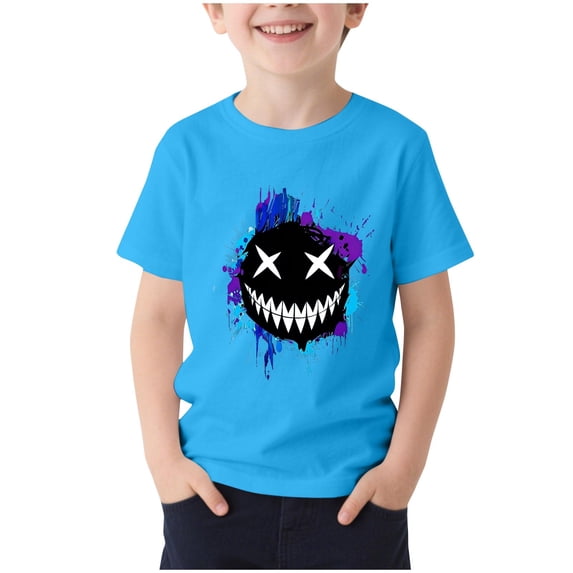 NAISIBABY Boys Graphic T-Shirt, Short Sleeve 2026 Tendy Casual Crewneck Kids Summer Tees Blue 9T
