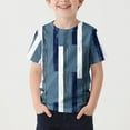 thumbnail image 1 of NAISIBABY Boys Graphic Tee, Short Sleeve Striped Color Block Crew Neck Summer Casual Comfy T-Shirt Blue 12-13T, 1 of 4