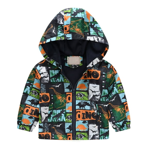 NAISIBABY Boys Jacket, Fashion Pattern Lightweight Raincoat Kids Hooded Windbreaker Army Green 5-6T