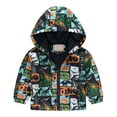 thumbnail image 1 of NAISIBABY Boys Jacket, Lightweight Raincoat Fashion Pattern Kids Hooded Windbreaker Army Green 7-8T, 1 of 9