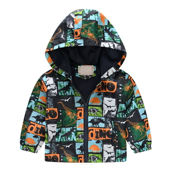 NAISIBABY Boys Jacket, Lightweight Raincoat Fashion Pattern Kids Hooded Windbreaker Army Green 7-8T