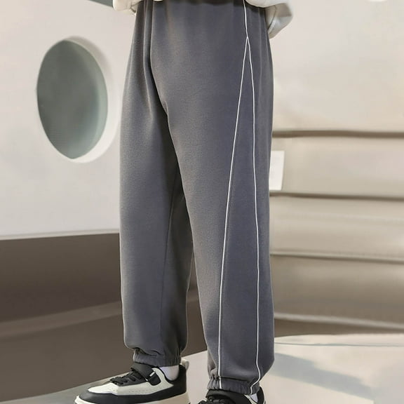NAISIBABY Boys Jogger Pants, Winter Warm Baggy Fit Elastic Waist Causal Athletic Fleece Sweatpants Dark Gray 1T