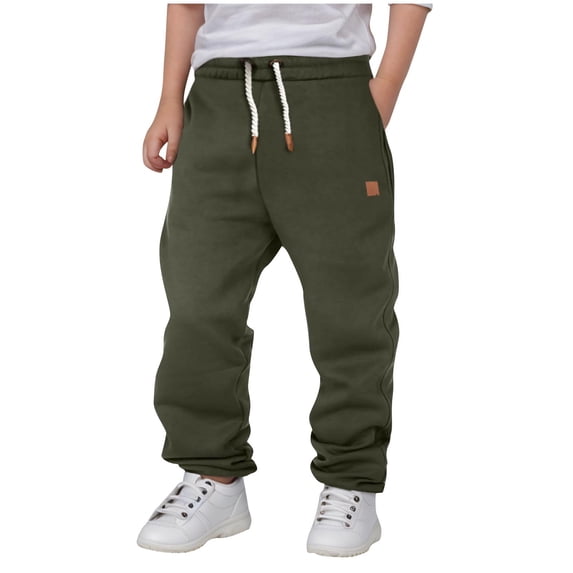 NAISIBABY Boys Jogger Sweatpants, Drawstring Soft Casual Active Fit Kids Joggers with Pockets Army Green 9-10T