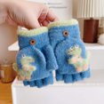 thumbnail image 1 of NAISIBABY Boys Knitted Gloves, Stretchy Open-Finger Soft Thermal Winter Outdoor Snow School Cycling Mittens Blue Free Size, 1 of 7