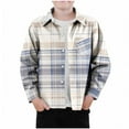 thumbnail image 1 of NAISIBABY Boys Long Sleeve Button-Up Shirt, Checked Lapel with Pocket Fall Casual Fashion Tops Light Blue 7T, 1 of 3