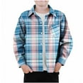 thumbnail image 1 of NAISIBABY Boys Long Sleeve Shirts 7T, Lapel Button Down Plaid Fall Casual Fashion Tops Blue(3-9T), 1 of 3