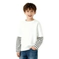 thumbnail image 1 of NAISIBABY Boys Long Sleeve T Shirt, Crew Neck Fashion Striped Soft Cotton Kids Casual Spring Fall Tops White 11T, 1 of 8