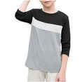 thumbnail image 1 of NAISIBABY Boys Long Sleeve T Shirt Size 10, Soft Causal Colorblock Crewneck Kids Pullover Tees Clothes Black, 1 of 4