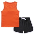thumbnail image 1 of NAISIBABY Boys Outfit Set 2-Piece, Sleeveless Tank Tops and Active Dolphin Shorts Summer Casual Sports Clothes Sets Orange 3T, 1 of 7