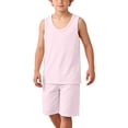 thumbnail image 1 of NAISIBABY Boys Outfit Sets, Cotton Sleeve Tank Tops and Shorts Breathable Soft Comfort Homewear Clothes 2-Piece Pink Size 12, 1 of 7
