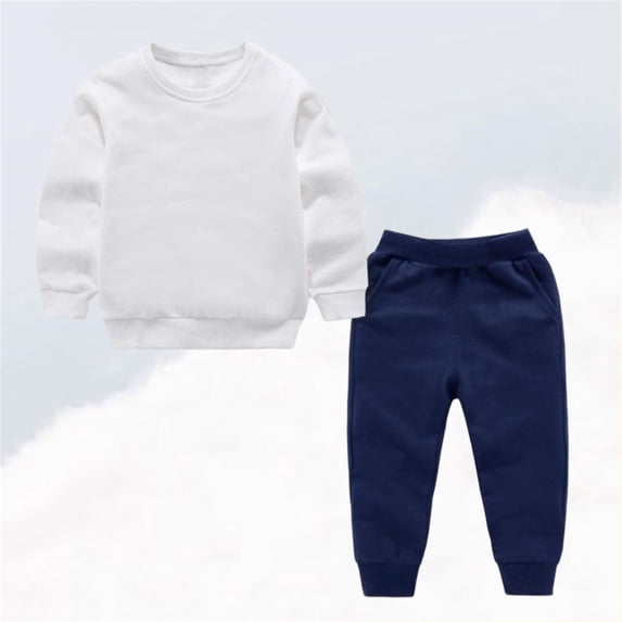 NAISIBABY Boys Outfit Sets, Long Sleeved Sweatshirt With Sweatpants Elastic Waist Causal 2-Piece Set Navy Size 2 T