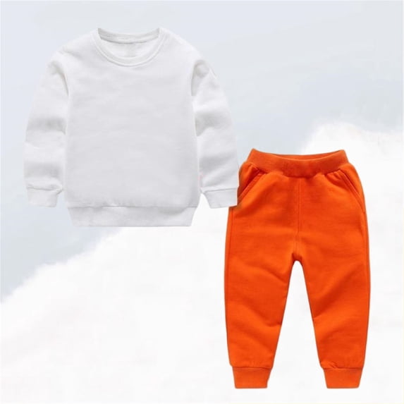 NAISIBABY Boys Outfit Sets, Long Sleeved Sweatshirt With Sweatpants Elastic Waist Causal 2-Piece Set Orange Size 4 T