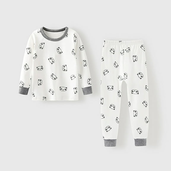 NAISIBABY Boys Pajama Sets, Long Sleeve Tops and Pants Cotton Soft Sleepwear 2-Piece Gray 7T