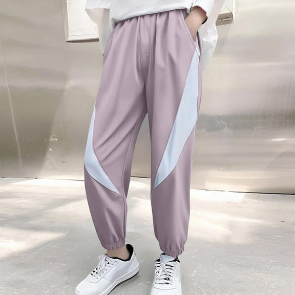 NAISIBABY Boys Pants, Active Fit Elastic Waist with Pockets Casual Fashion Joggers Pants Purple 9T