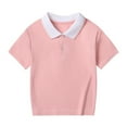 thumbnail image 1 of NAISIBABY Boys Polo Shirt, Short Sleeve Cotton Comfy Solid Color Kids Summer School Uniform T-Shirt Pink 5-6T, 1 of 3