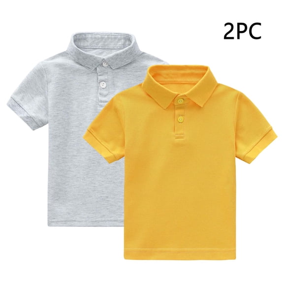 NAISIBABY Boys Polo T-Shirt 2-Pack, Tagless Short Sleeve Solid Pique Kids School Uniform Shirt Gray Size 10