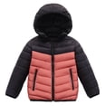 thumbnail image 1 of NAISIBABY Boys Puffer Jacket, Zipper Pockets Fashion Color Block Lightweight Warm Kids Winter Hooded Coat Watermelon Red 12T, 1 of 3