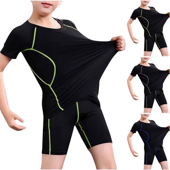 NAISIBABY Boys Rash Guard Set (3-15T), Quick Dry Sun Protection Shirt & Swim Trunks Beach Surfing Sports Swimsuit 2-Piece Green 10T