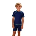 thumbnail image 1 of NAISIBABY Boys Rash Guards Swim Shirt, Stretchy Quick Dry Short Sleeve Kids Beach Surf Sport T-Shirt Navy 7T, 1 of 9