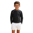 thumbnail image 1 of NAISIBABY Boys Rash Guards with Long Sleeve, Sun Protection Stretchy Quick Dry Kids Beach Surf Athletic Swim Shirt Black 4T, 1 of 7