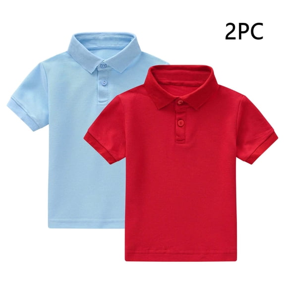 NAISIBABY Boys School Uniform Polo Shirt 2-Pack, Short Sleeve Tagless Performance Kids Jersey Polo T-Shirt Red Size 12